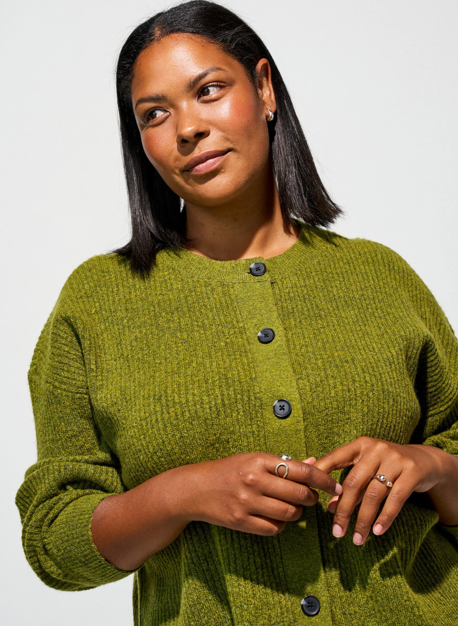 Rippenstrick Strickjacke mit Knöpfen