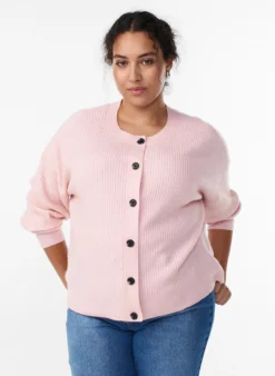 Rippenstrick Strickjacke mit Knöpfen