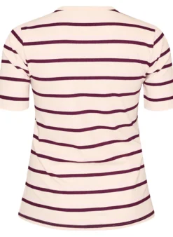 Ripp-T-Shirt mit Streifen und Knopfdetail