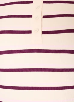 Ripp-T-Shirt mit Streifen und Knopfdetail