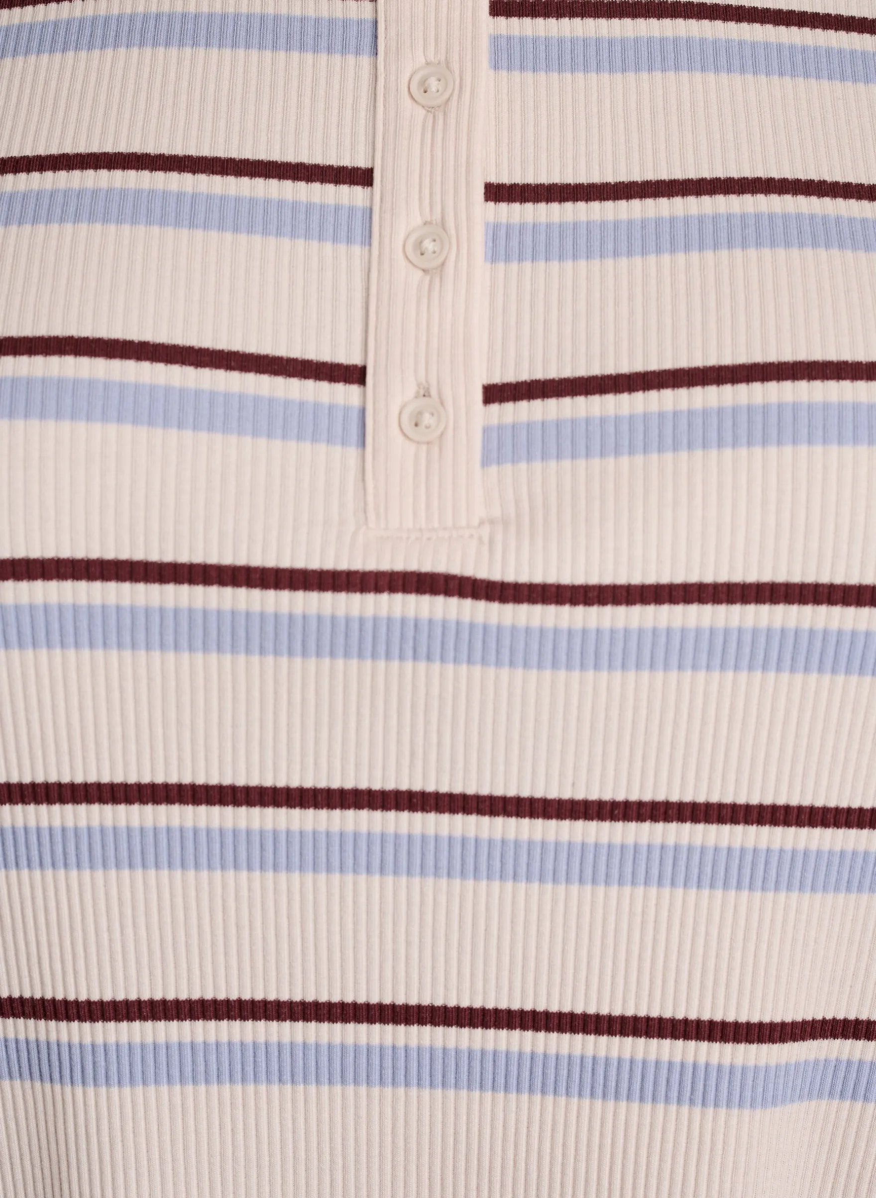 Ripp-T-Shirt mit Streifen und Knopfdetail