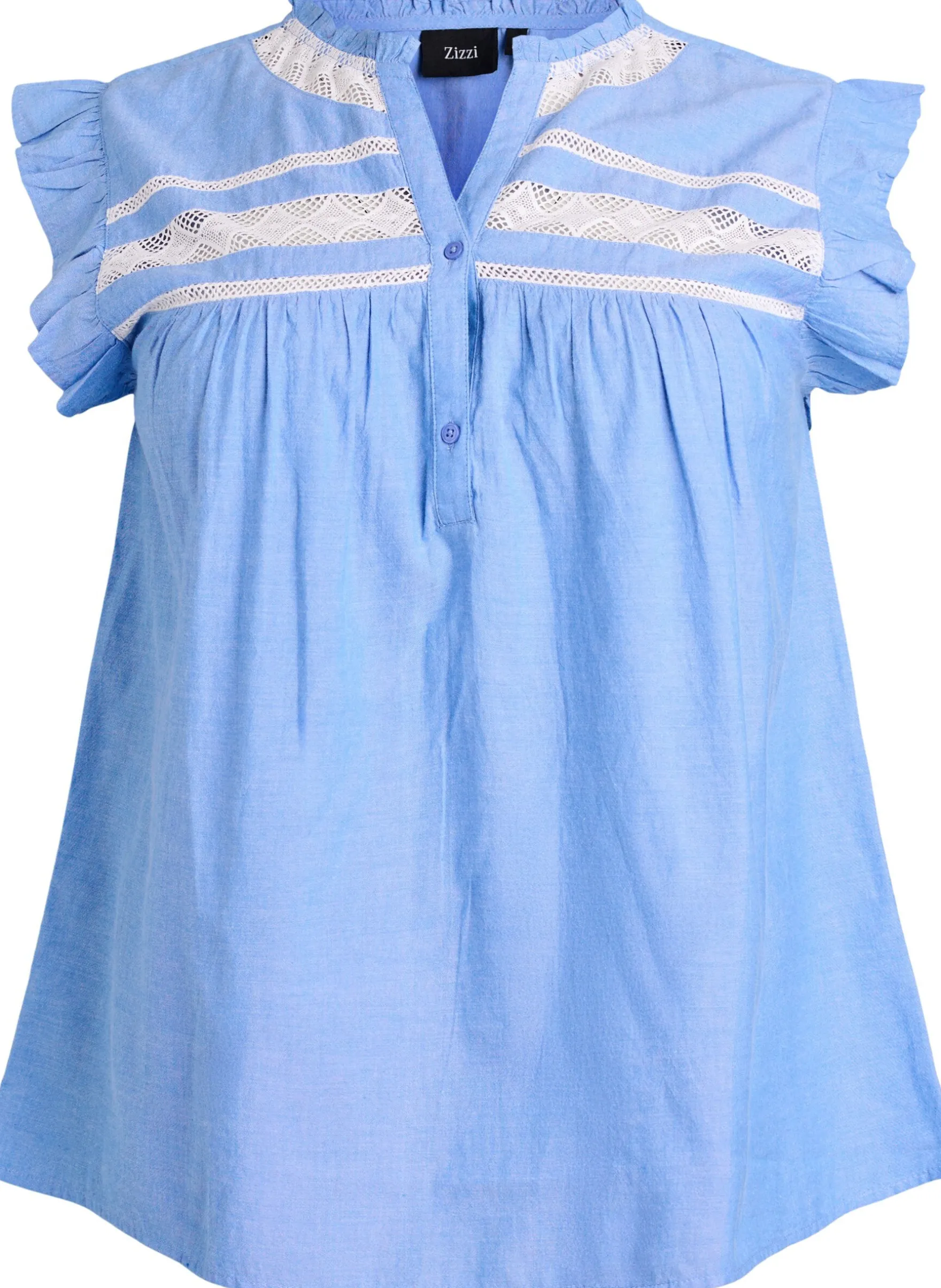 Ärmellose Bluse aus Baumwolle mit Rüschenkanten