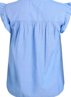 Ärmellose Bluse aus Baumwolle mit Rüschenkanten