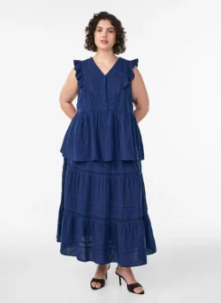 Ärmellose Bluse aus Baumwoll-Musselin mit Rüschen