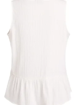 Ärmellose Bluse mit Struktur und Bindeband