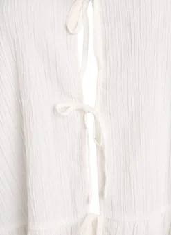 Ärmellose Bluse mit Struktur und Bindeband