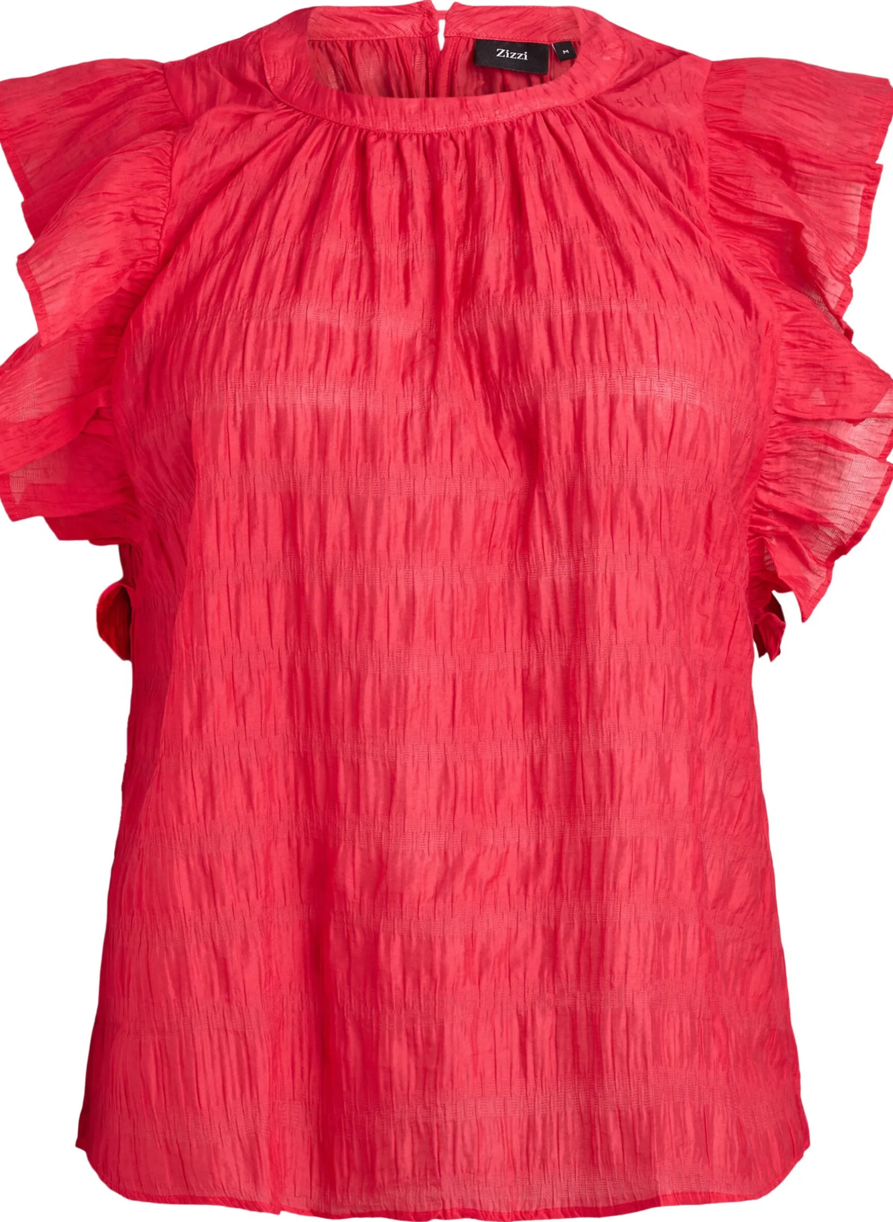 Ärmellose Bluse mit Struktur und Rüschen