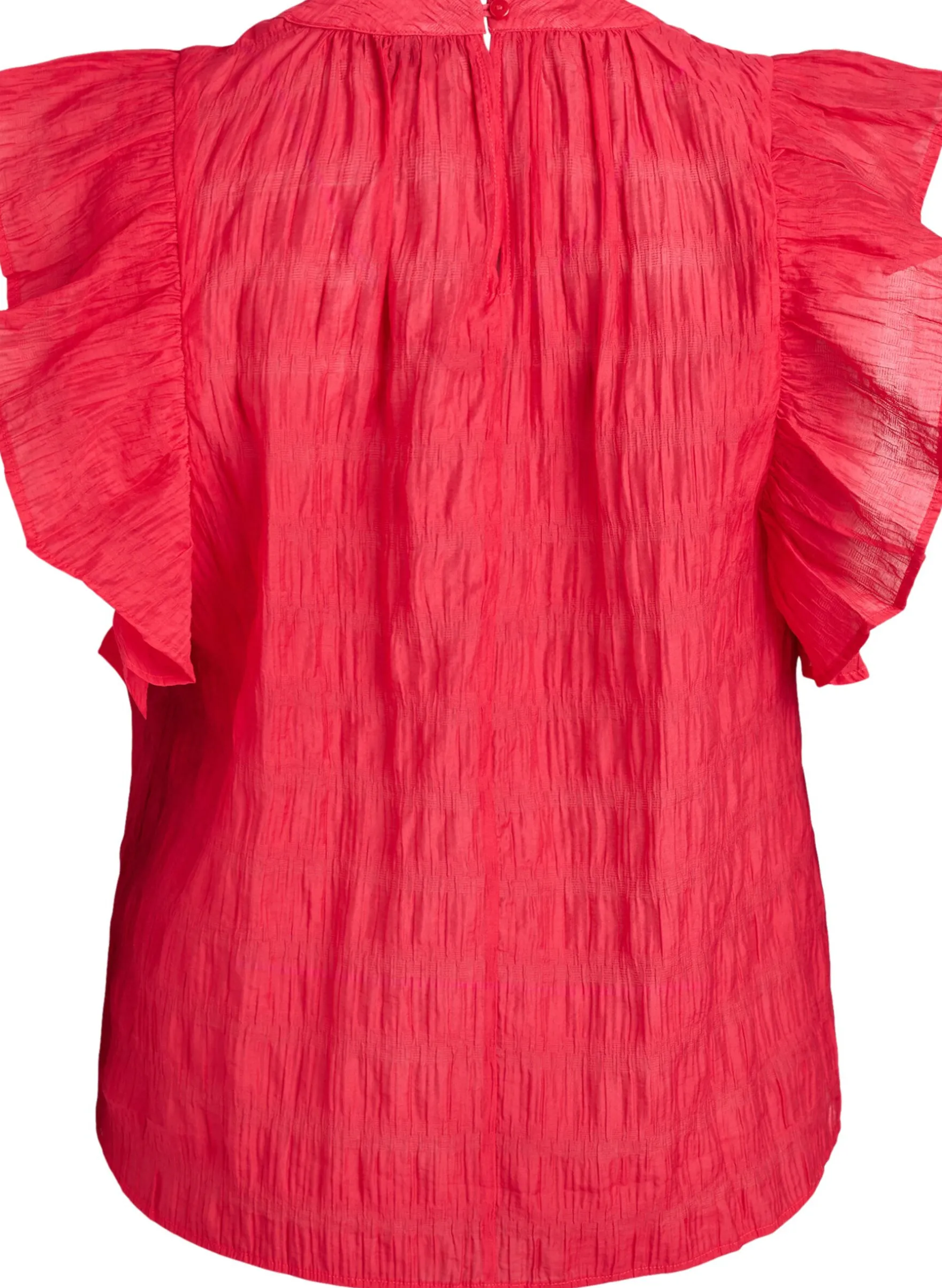 Ärmellose Bluse mit Struktur und Rüschen