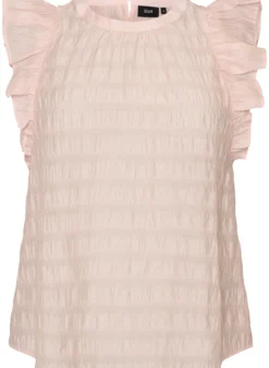 Ärmellose Bluse mit Struktur und Rüschen
