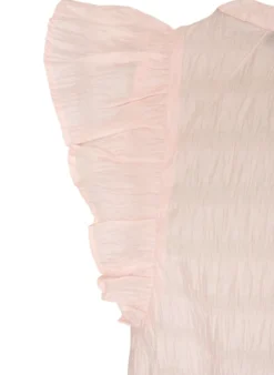 Ärmellose Bluse mit Struktur und Rüschen