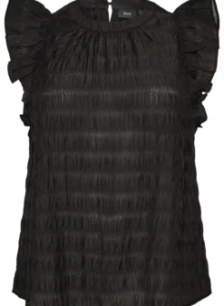 Ärmellose Bluse mit Struktur und Rüschen