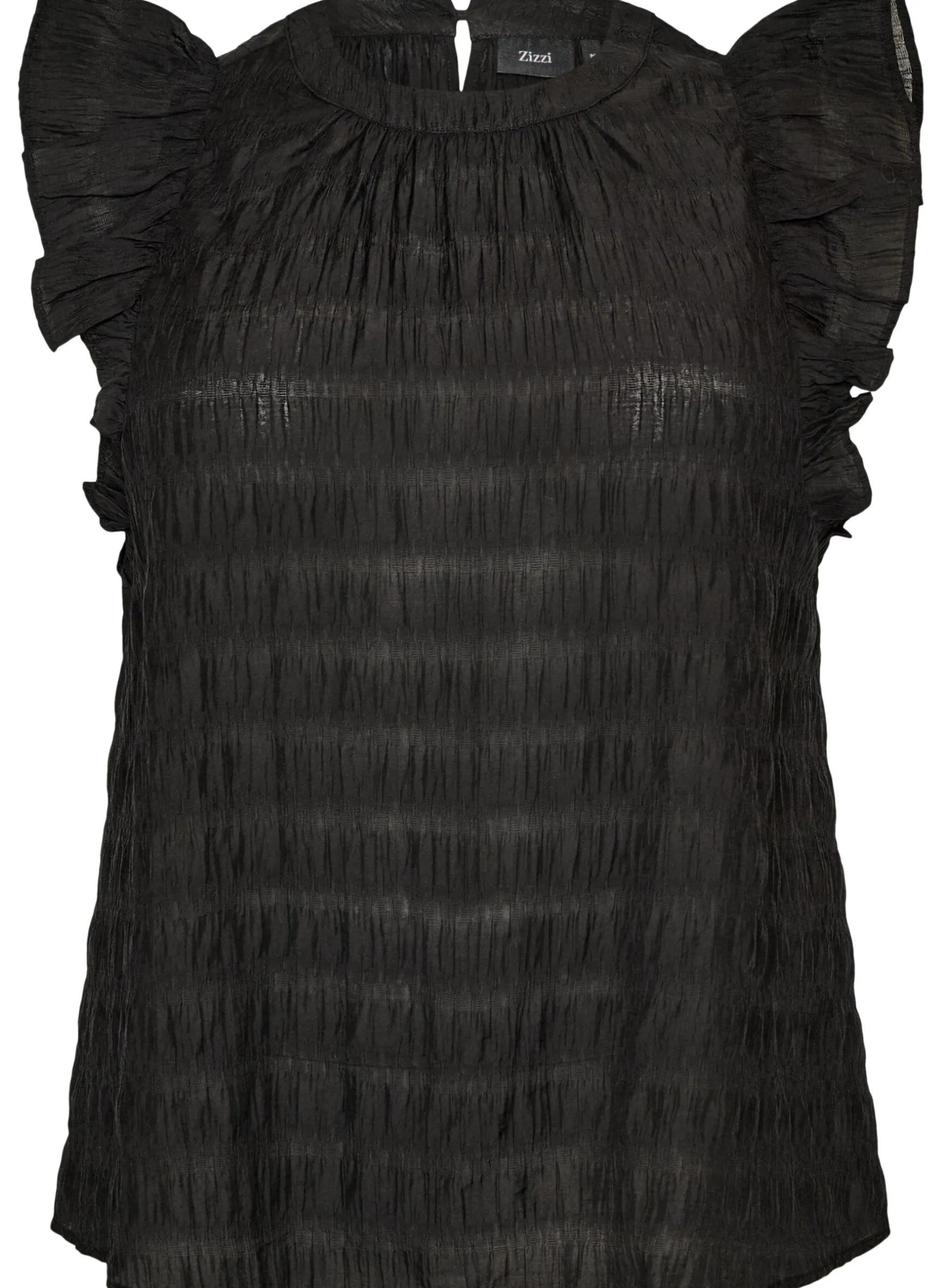 Ärmellose Bluse mit Struktur und Rüschen