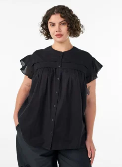 Ärmellose Hemdbluse in A-Linie aus Baumwolle