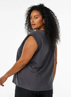 Ärmellose Jerseybluse mit Schulterpolstern.