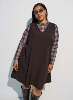 Ärmelloses A-Linien-Kleid mit Nadelstreifen