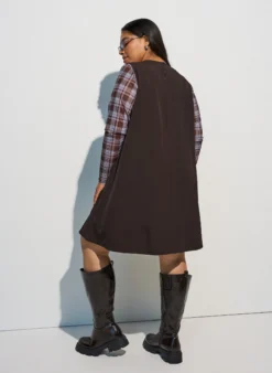 Ärmelloses A-Linien-Kleid mit Nadelstreifen