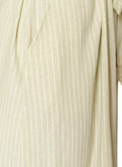 Ärmelloses gestreiftes Midikleid aus Leinen und Viskose