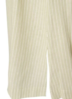 Ärmelloses gestreiftes Midikleid aus Leinen und Viskose