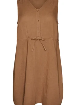 Ärmelloses Kleid aus Baumwoll-Musselin mit Bindeband