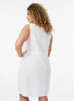 Ärmelloses Kleid aus Baumwoll-Musselin mit Bindeband
