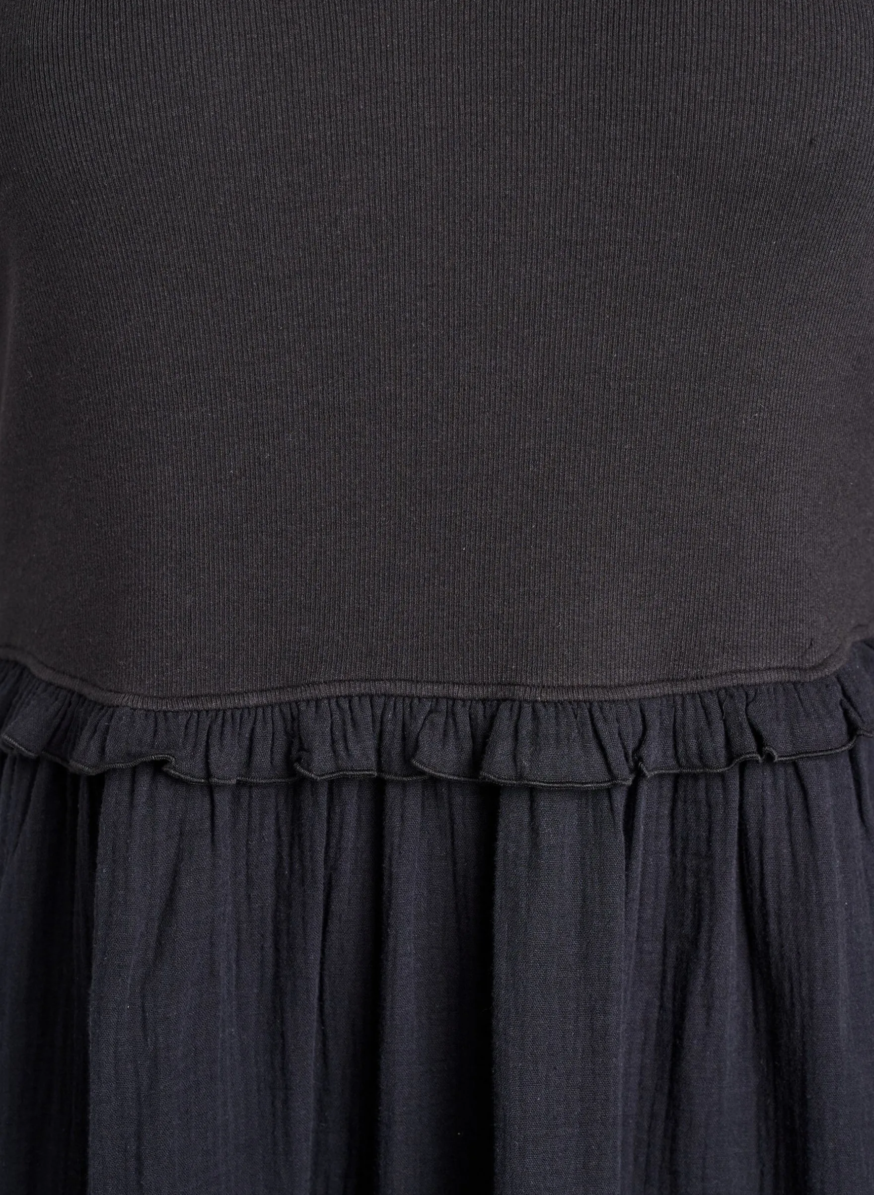 Ärmelloses Midikleid aus Baumwolle mit Ripp und Musselin