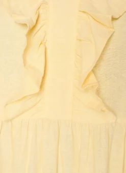 Ärmelloses Midikleid aus Leinen und Viskose mit Rüschen