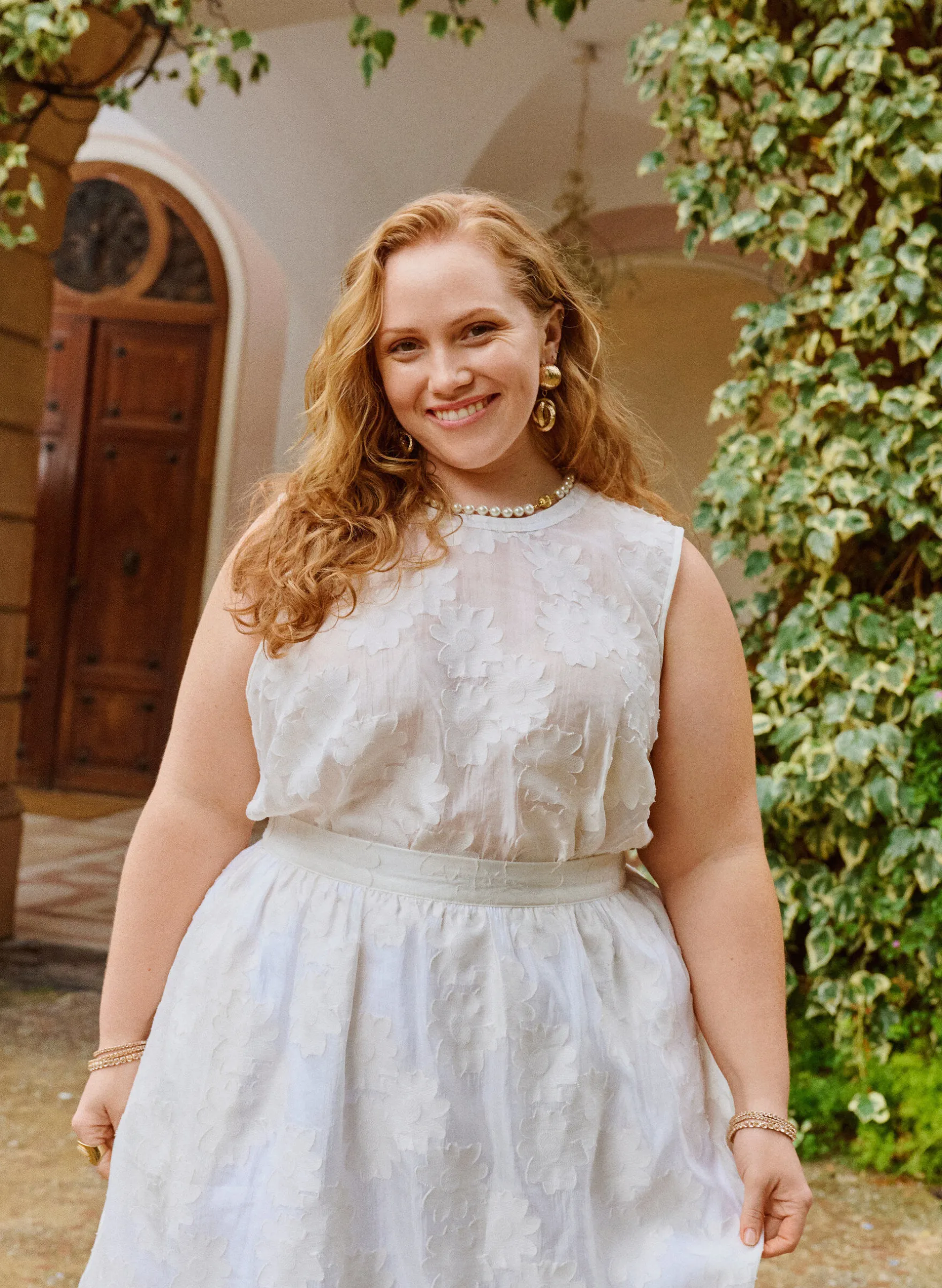 Ärmelloses Top aus Jacquard mit floraler Textur