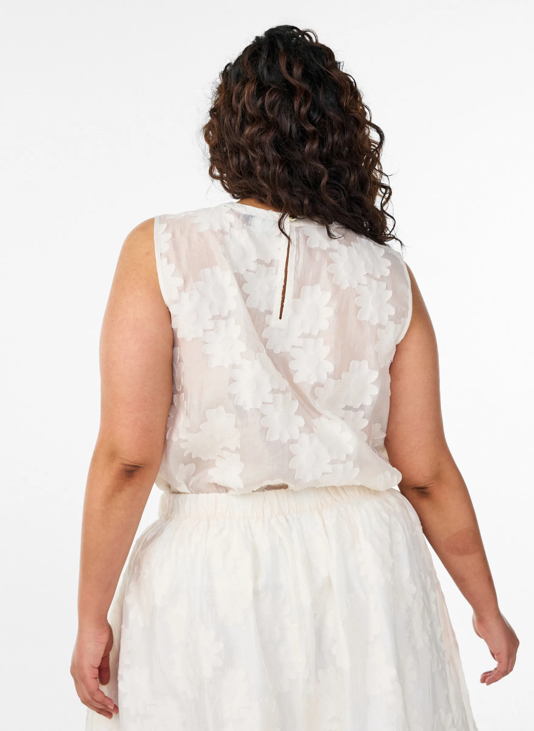 Ärmelloses Top aus Jacquard mit floraler Textur