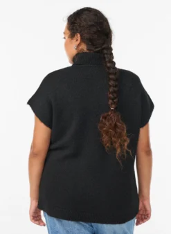 Ärmellose Strickweste mit Rollkragen