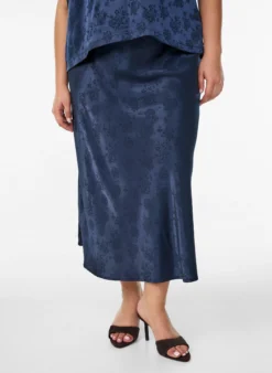 Rock aus Satin mit Ton-in-Ton-Blumenmuster