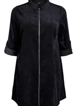 Samtkleid mit Reißverschluss und 3/4-Ärmeln