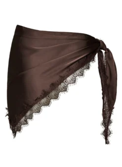 Schal aus Satin mit Spitzensaum