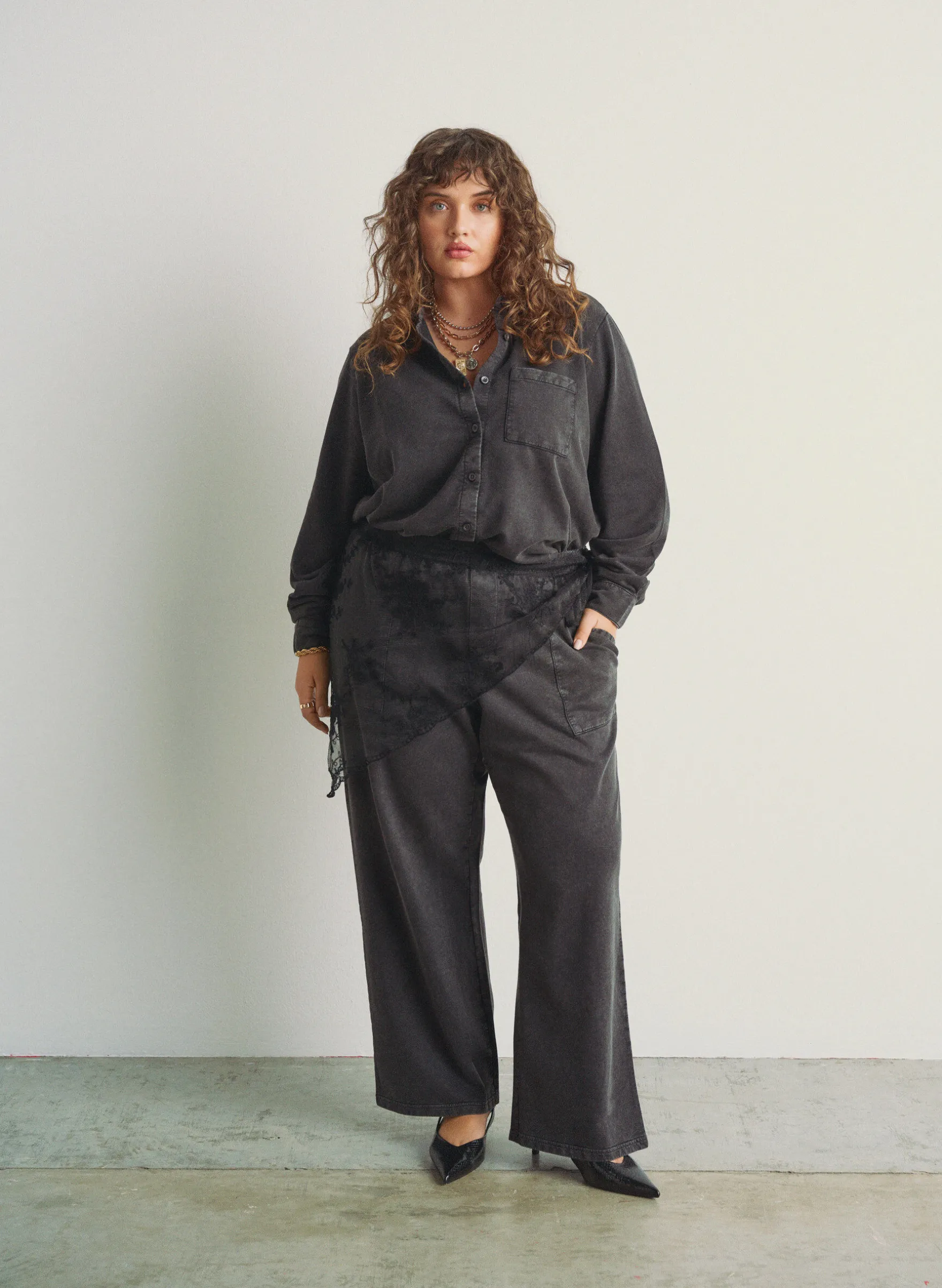 Shirt aus Sweatstoff mit Washed-Effekt