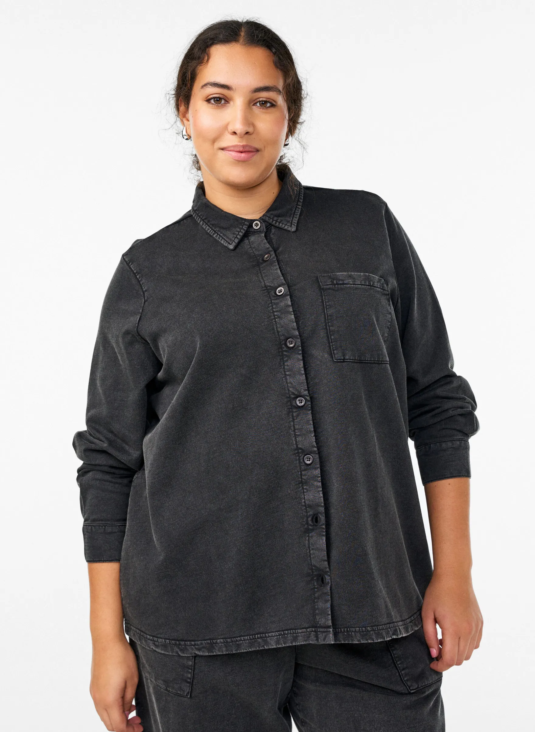 Shirt aus Sweatstoff mit Washed-Effekt