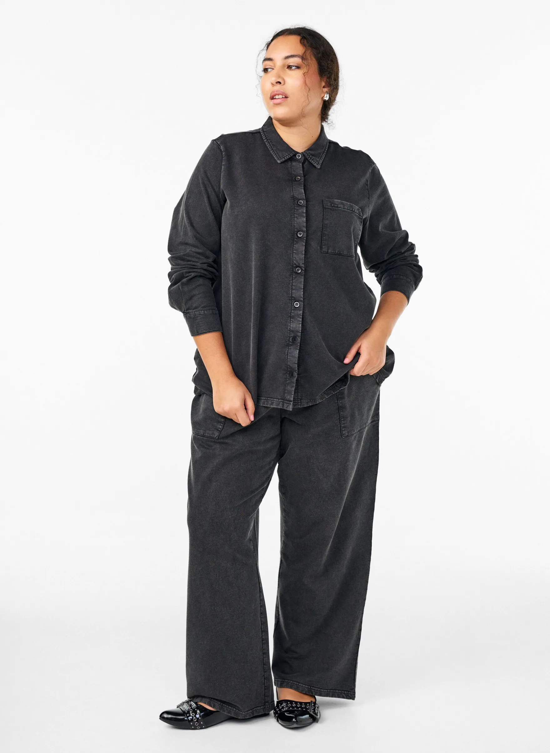 Shirt aus Sweatstoff mit Washed-Effekt