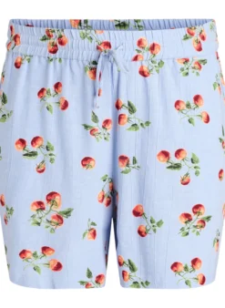 Shorts aus Baumwolle mit Tomaten-Print und hoher Taille