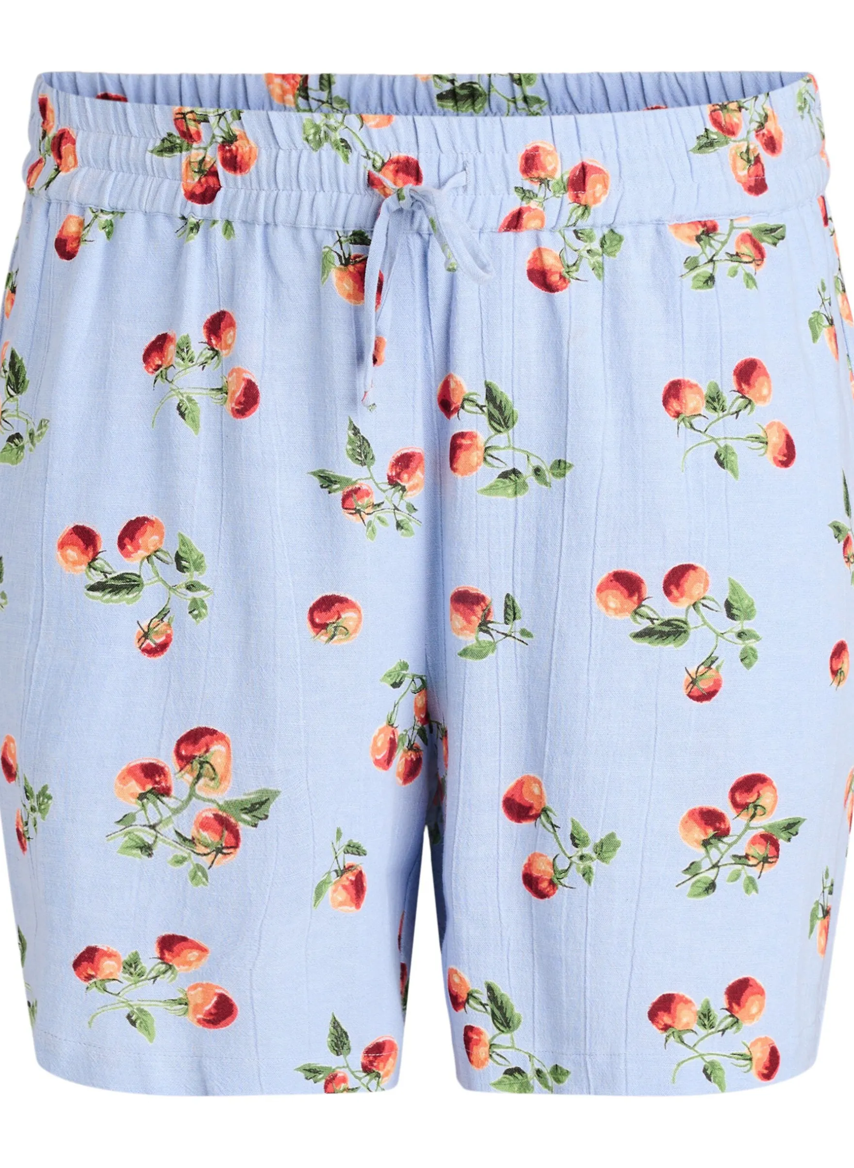 Shorts aus Baumwolle mit Tomaten-Print und hoher Taille