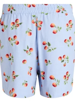Shorts aus Baumwolle mit Tomaten-Print und hoher Taille