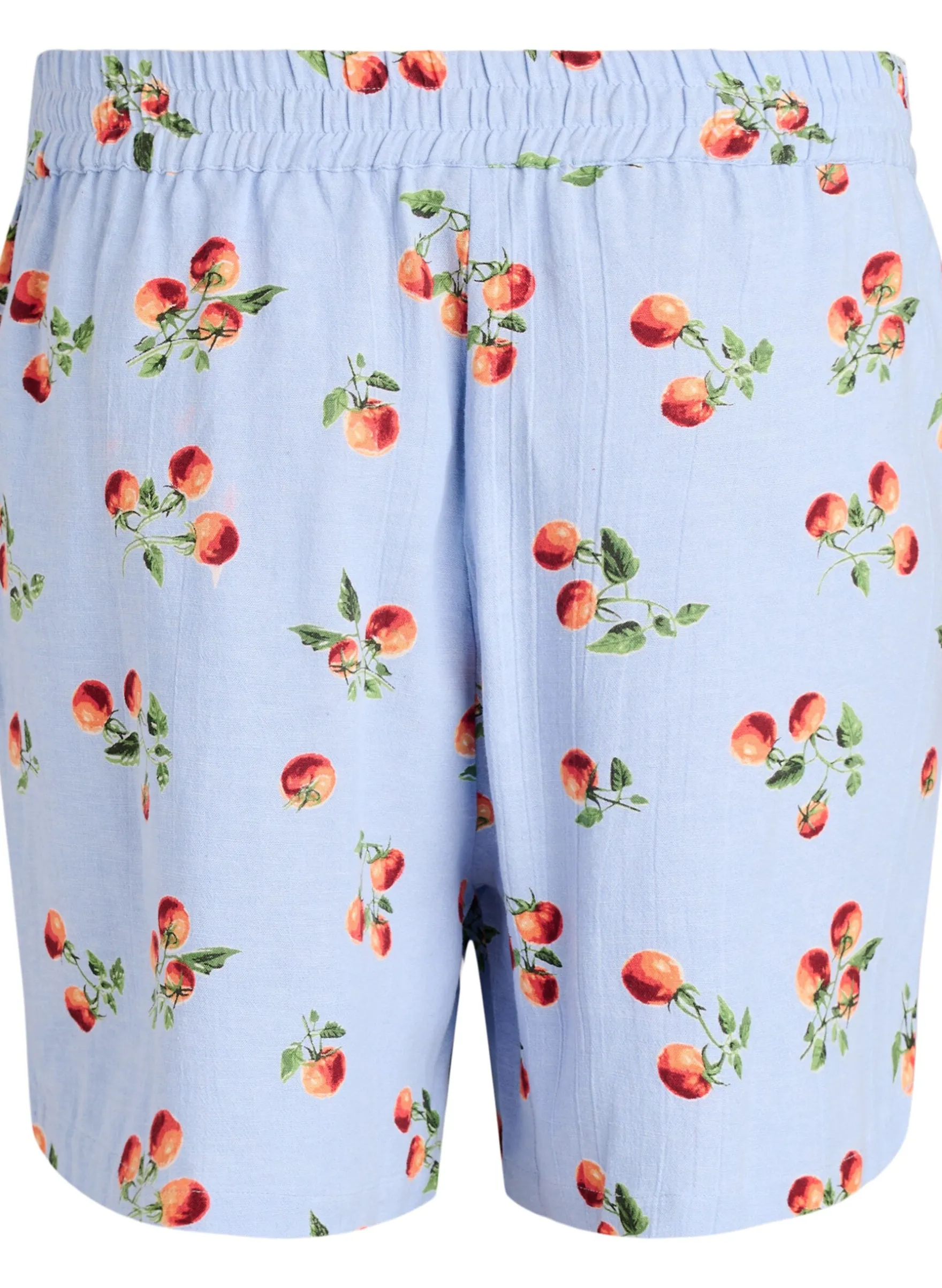 Shorts aus Baumwolle mit Tomaten-Print und hoher Taille