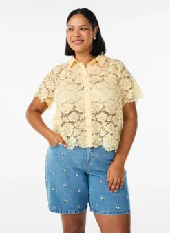 Shorts aus Denim mit bestickten Blumen