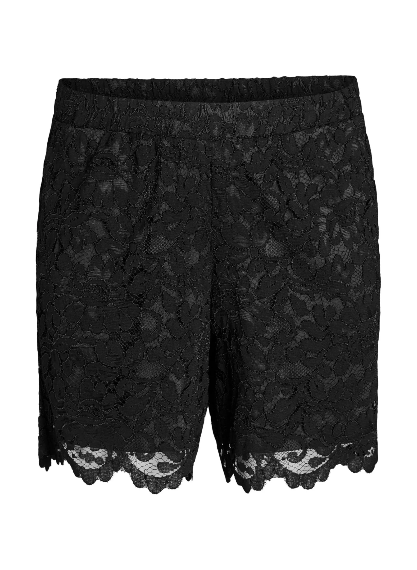 Shorts aus Spitze mit hoher Taille und Taschen