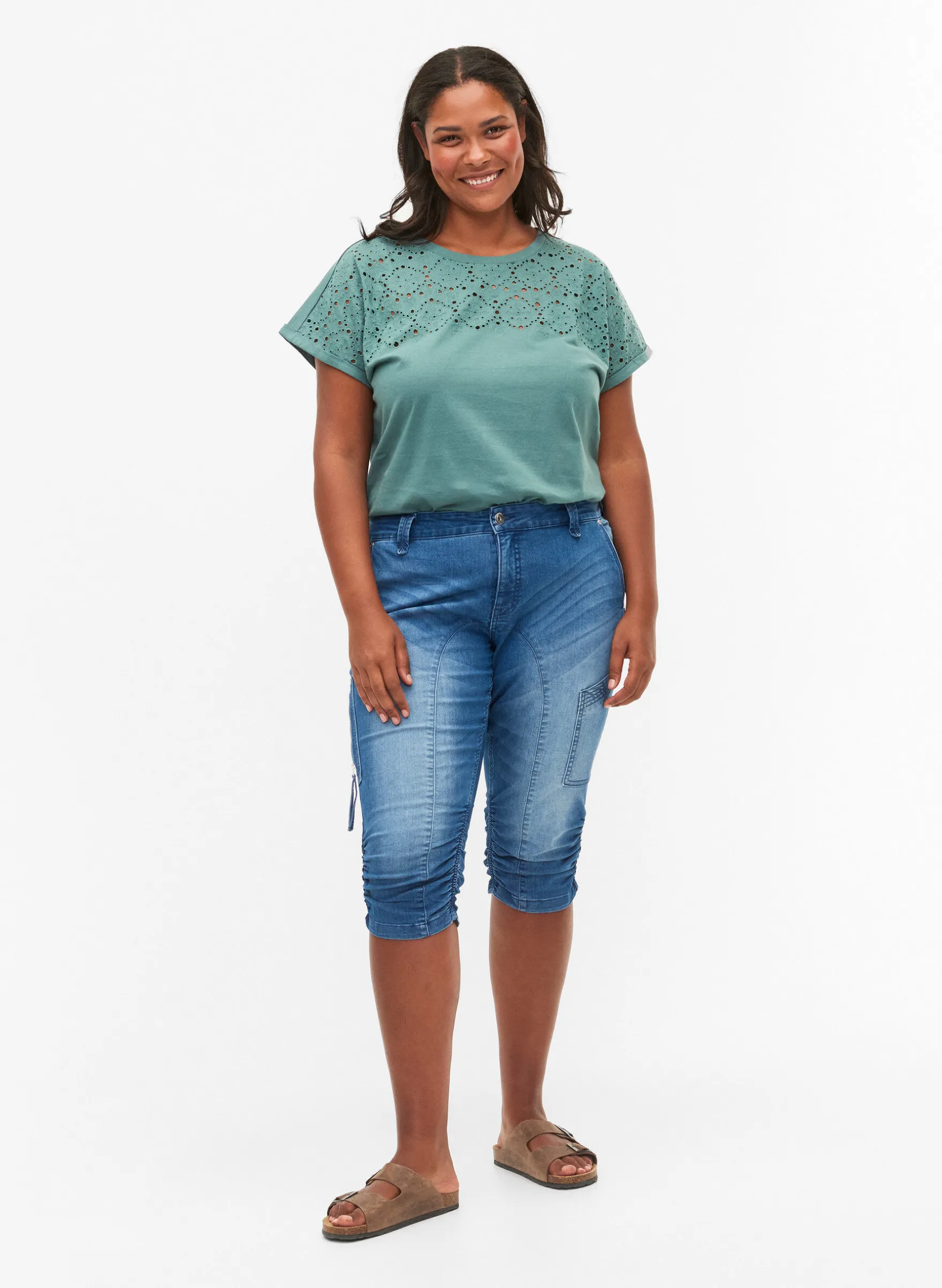 Slim Fit Caprijeans mit Taschen