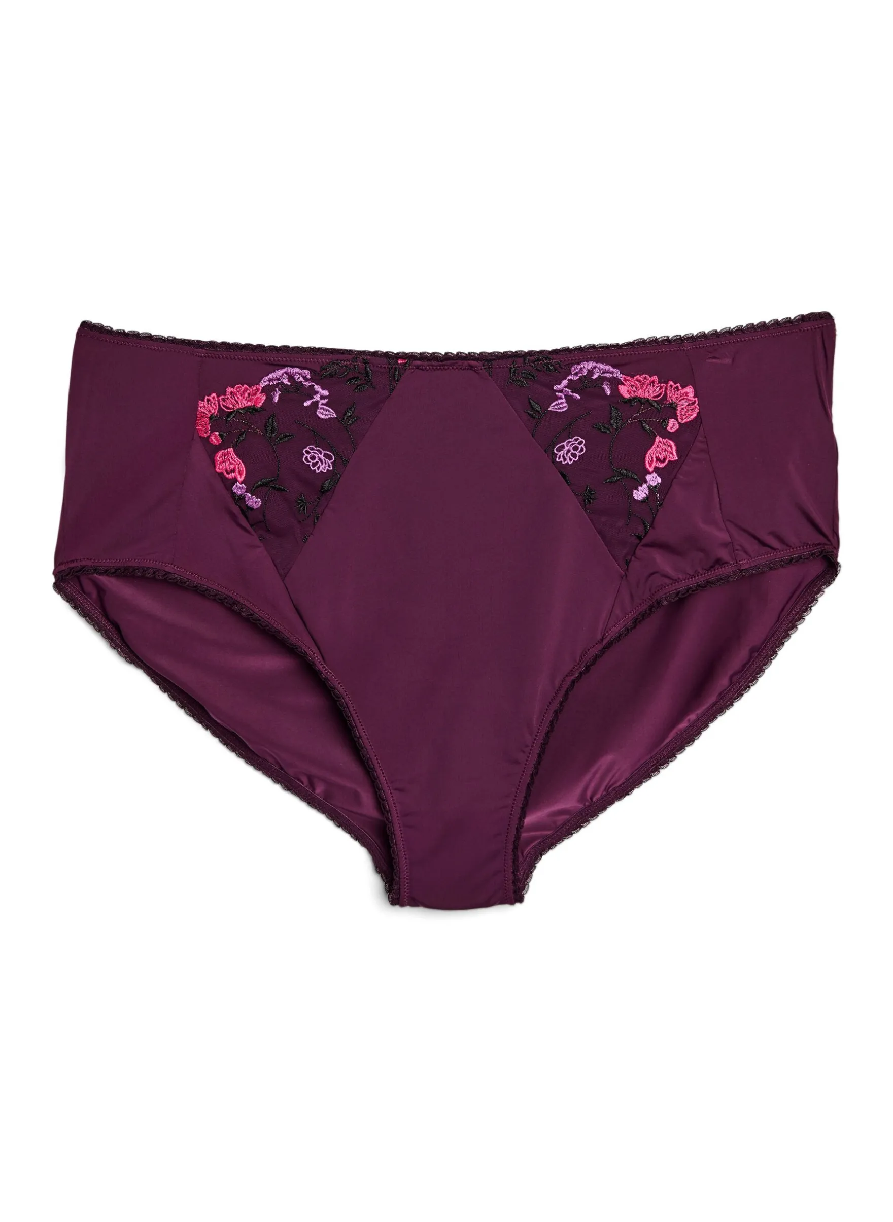 Slip aus Mikrofaser mit Blumenstickerei
