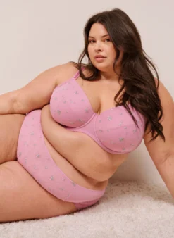 Slip aus Mikrofaser mit Mesh und Blumenstickerei