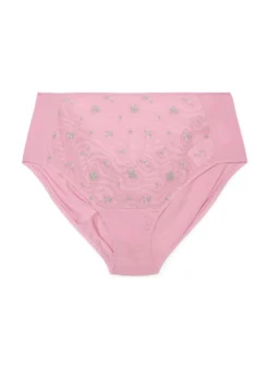 Slip aus Mikrofaser mit Mesh und Blumenstickerei