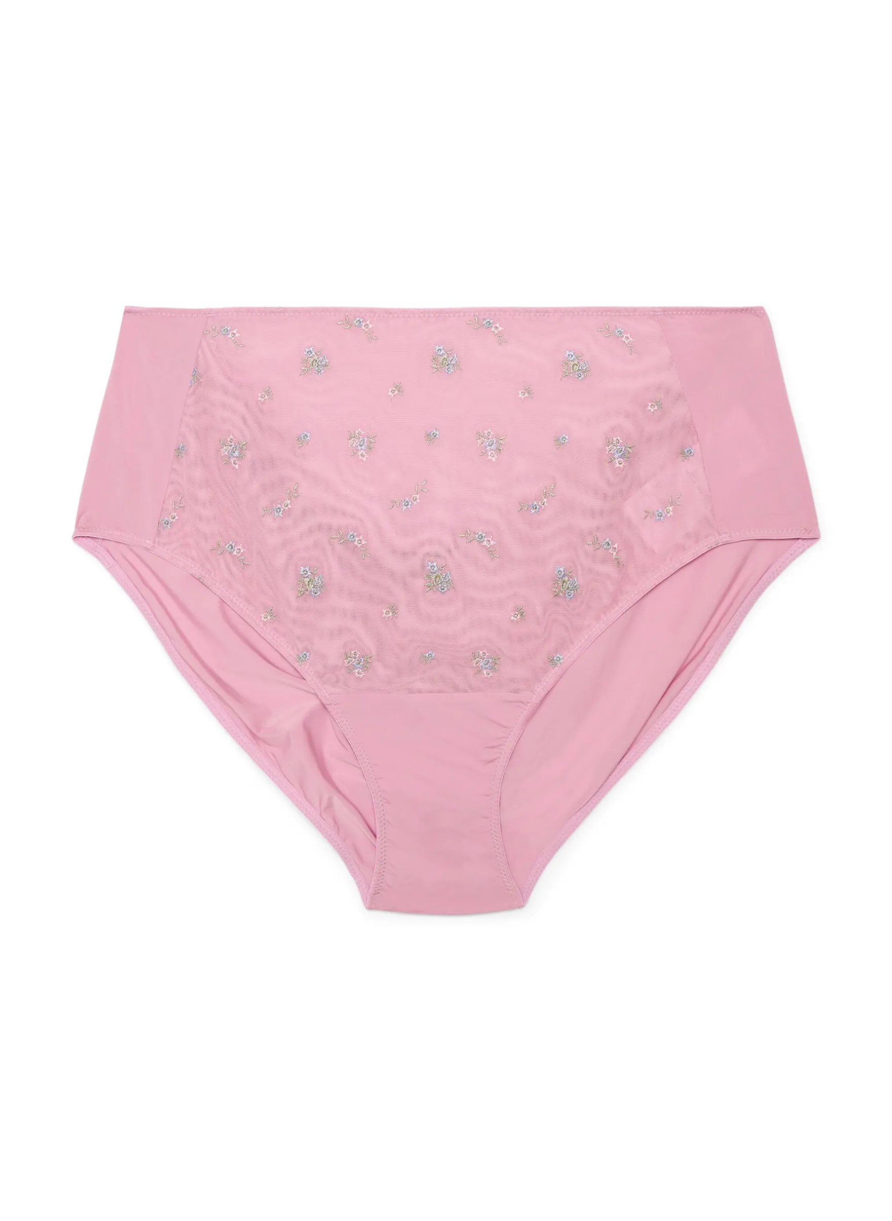 Slip aus Mikrofaser mit Mesh und Blumenstickerei