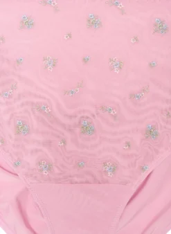 Slip aus Mikrofaser mit Mesh und Blumenstickerei