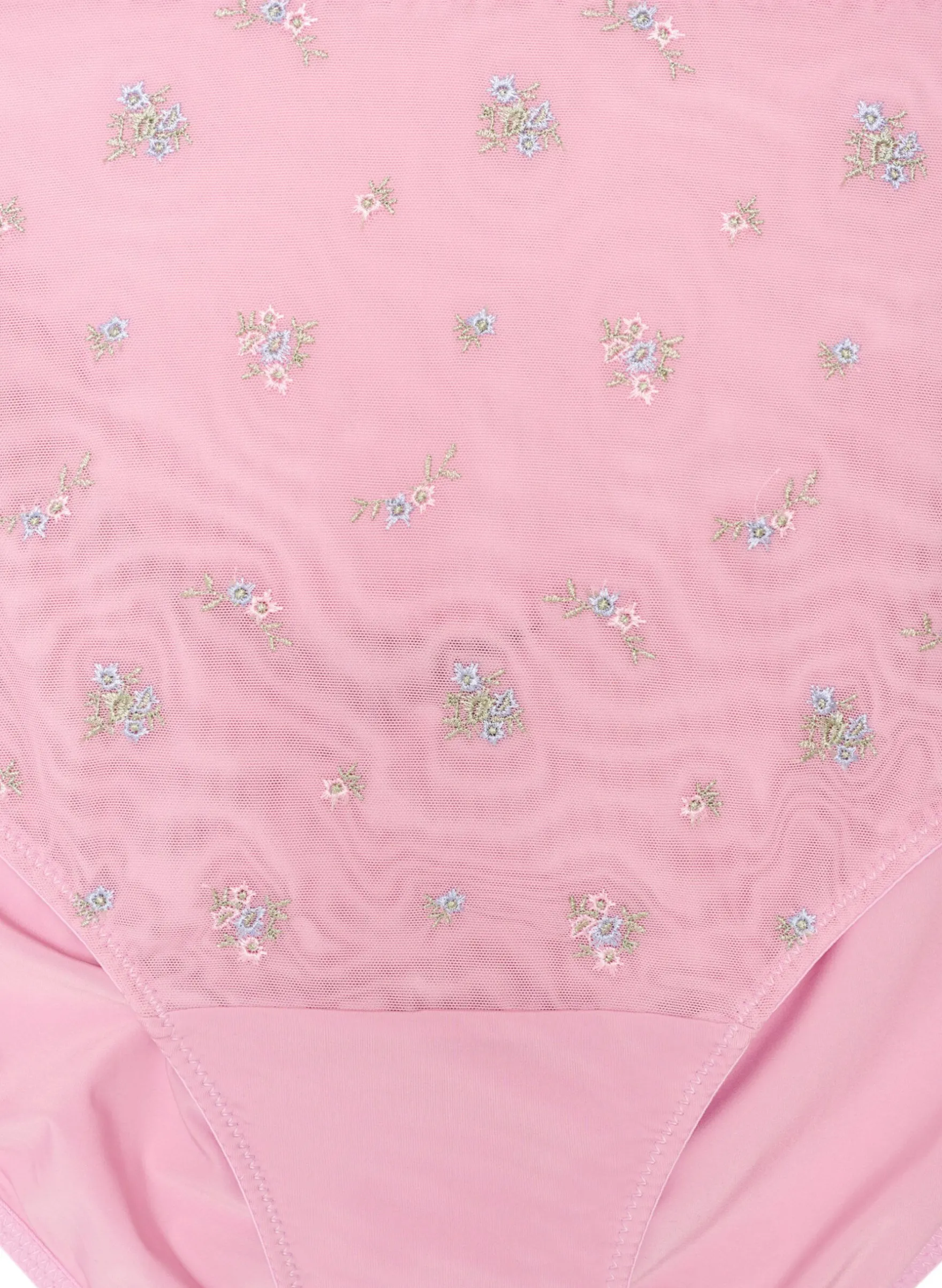 Slip aus Mikrofaser mit Mesh und Blumenstickerei