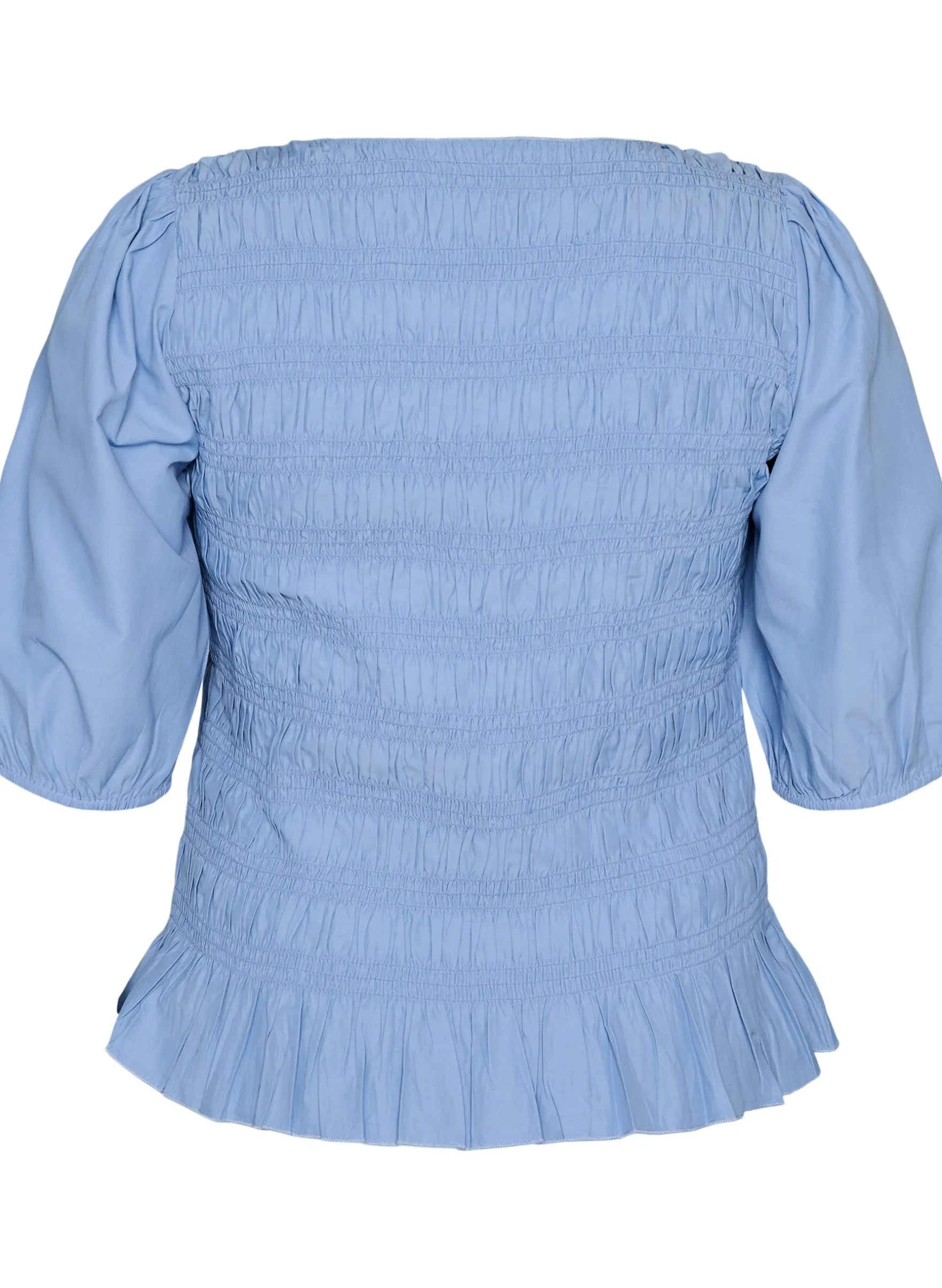 Smockbluse mit Rüschensaum und U-Boot-Ausschnitt