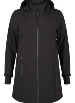 Softshell-Jacke mit abnehmbarer Kapuze